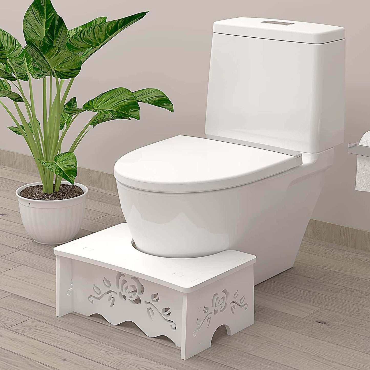 fanwer wooden toilet stool for adults, squatty toilet foot step stool, scene