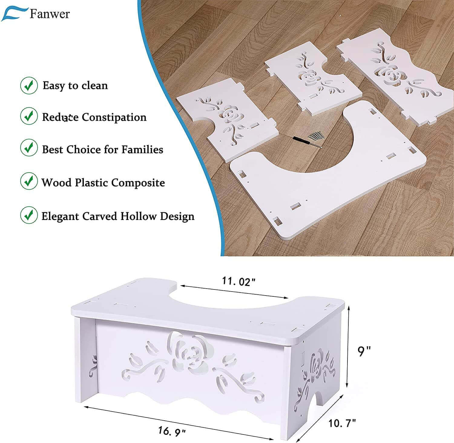 fanwer wooden toilet stool for adults, squatty toilet foot step stool, merits of the product